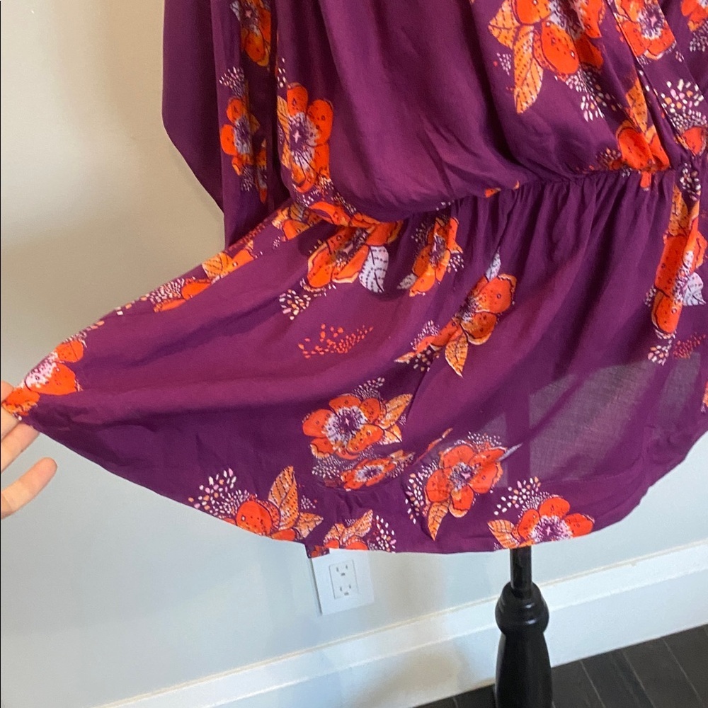 Free People Tuscan Dreams Tunic dress Plum Bell Sleeve size Medium NWT - Picture 10 of 16